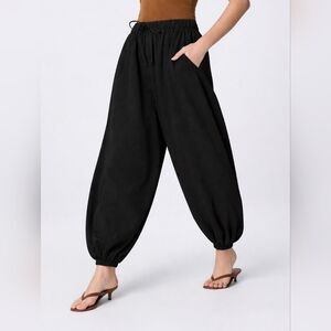 A New Day Black Balloon Harem Pants Drawstring Mid-Rise Size: M (NWT)